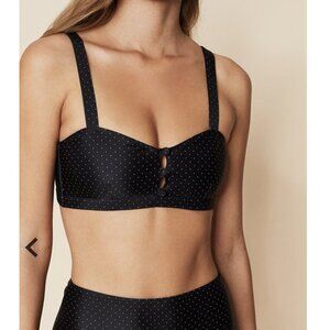Faithfull The Brand Beaute Bikini Top Size 4 Sofie Black Polka Dots Swim…